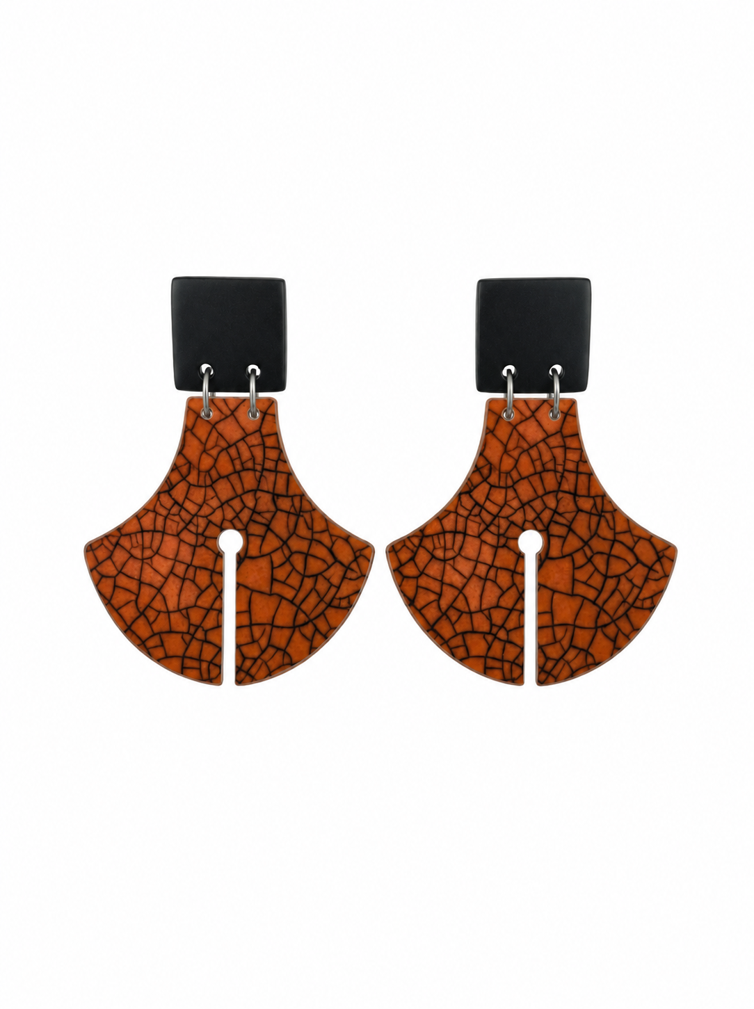 Raku Inspired Fan Earrings