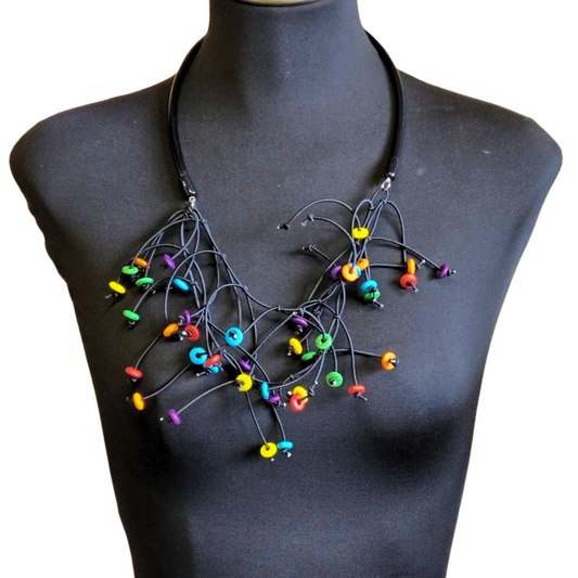 Wooden Kinetic Necklace and Earrings