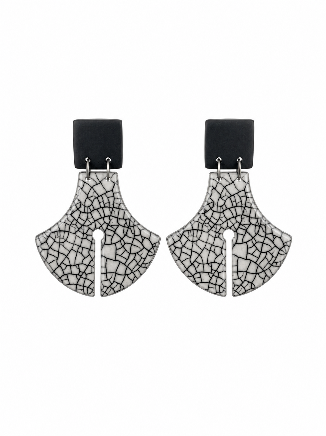 Raku Inspired Fan Earrings