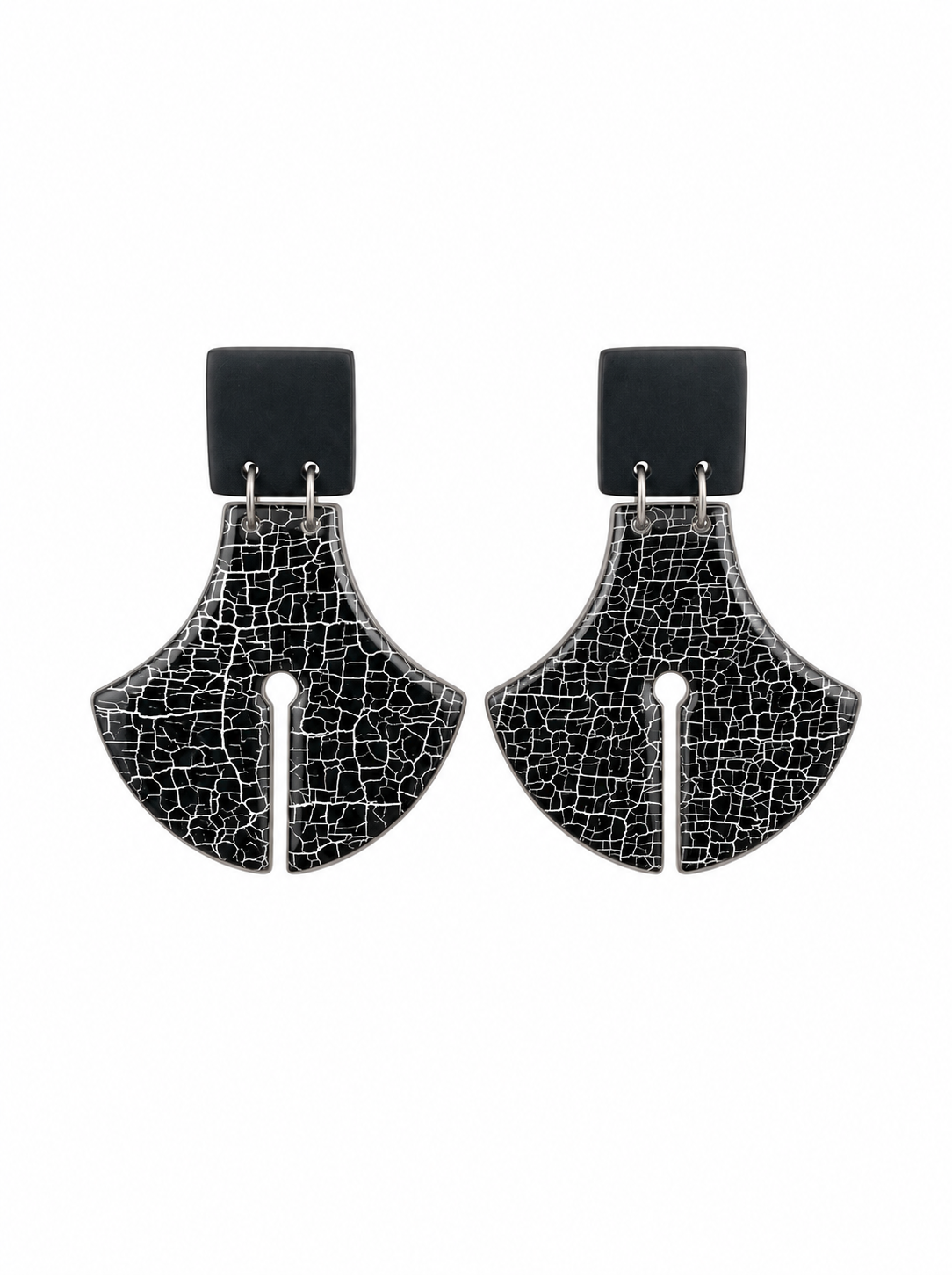 Raku Inspired Fan Earrings