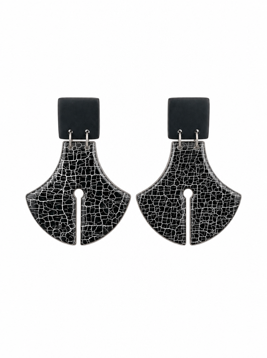 Raku Inspired Fan Earrings