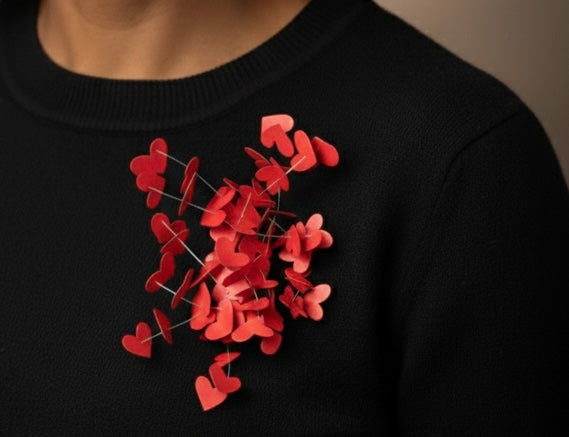 Red Hearts Kinetics Brooch