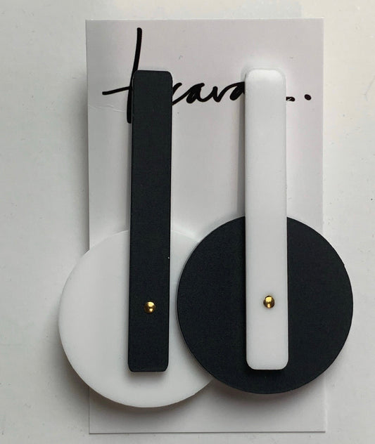Black and White Circle Earrings