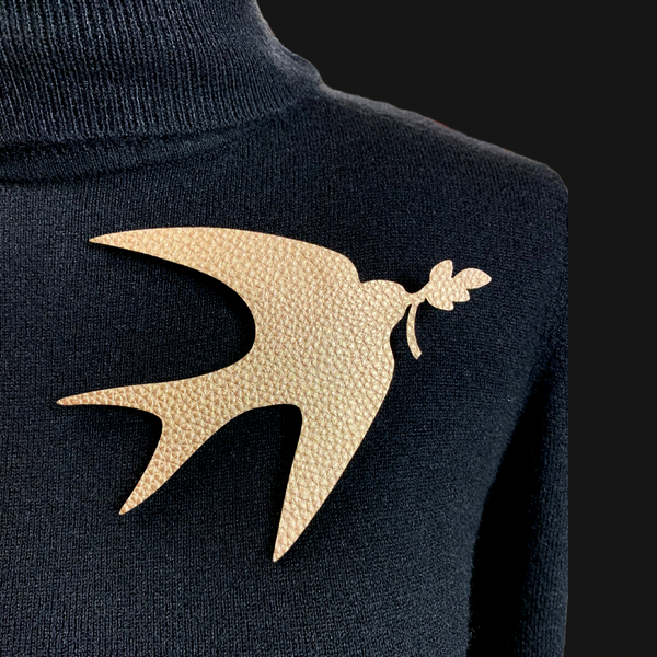 Inauguration Peace Brooch Metallic Leather