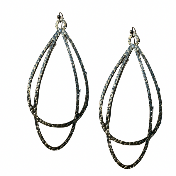 Faux Pebbled Leather Earrings (Metallic) #88 #85