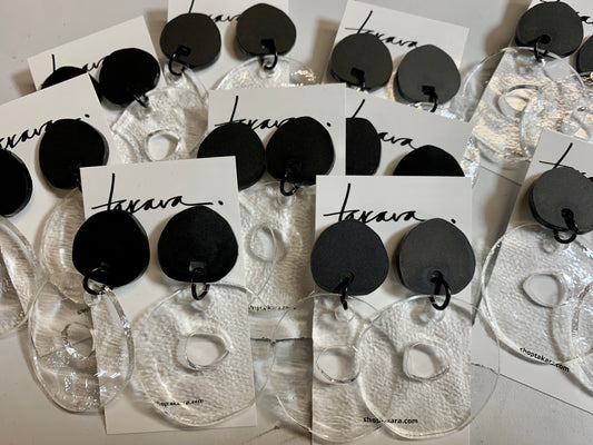 Clear Textured Dangle Earrings