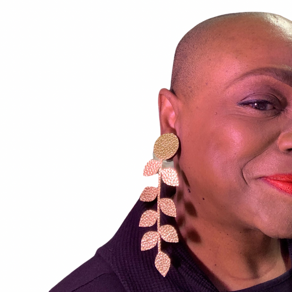 Faux Pebbled Leather Earrings (Metallic) #88 #85