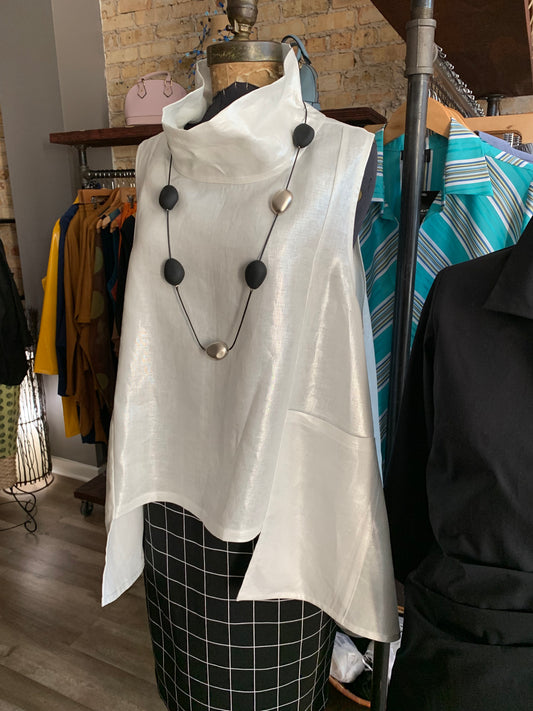 Rudi Top White Metallic Linen