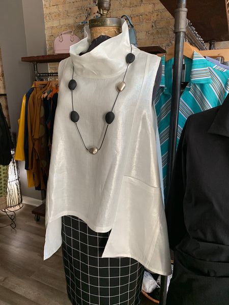 Rudi Top White Metallic Linen