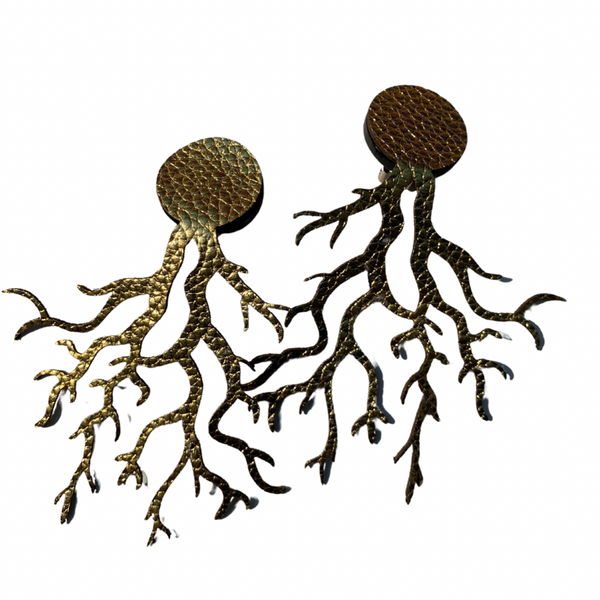 Faux Pebbled Leather Earrings (Metallic) #88 #85