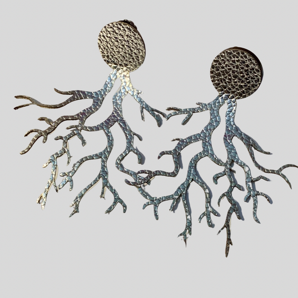 Faux Pebbled Leather Earrings (Metallic) #88 #85