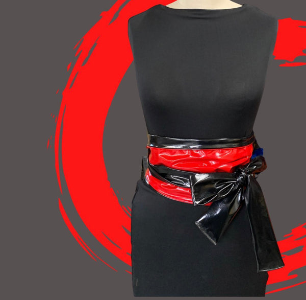 Reversible Patent Leather Obi Belt