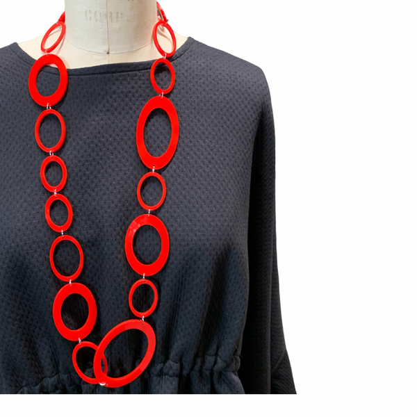 N20 Nina Red Oval Loop Necklace
